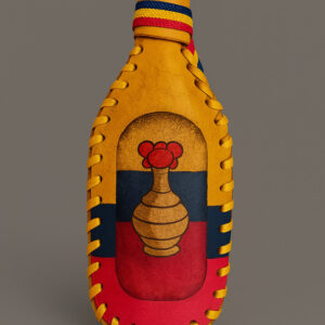 Botella Litro tricolor En Cuero