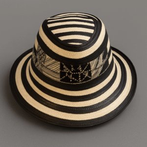Sombrero Vueltiao Ala Corta Rayado Blanco