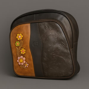 Bolso de Cuero Café Flores
